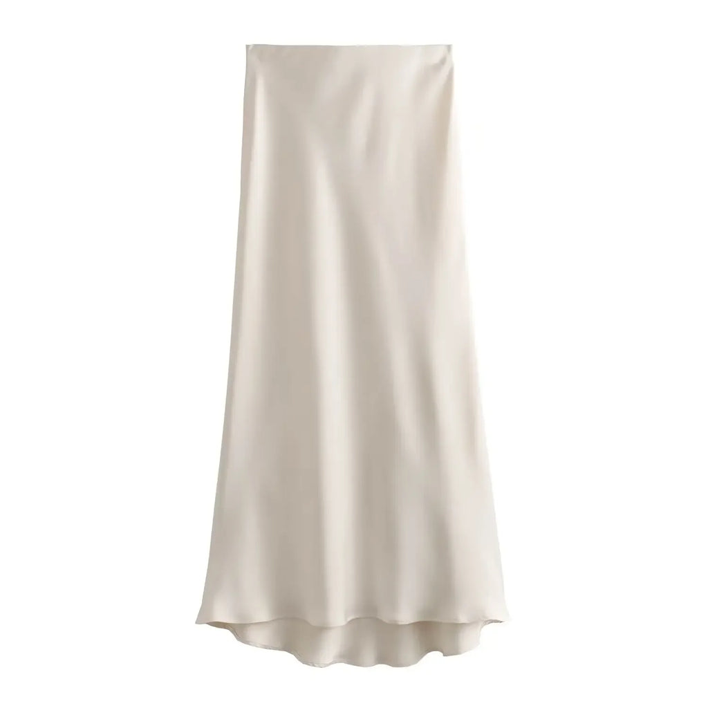 Jupe Midi Satin Élégante