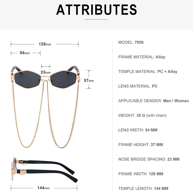 Lunettes de Soleil Hexagonales Punk