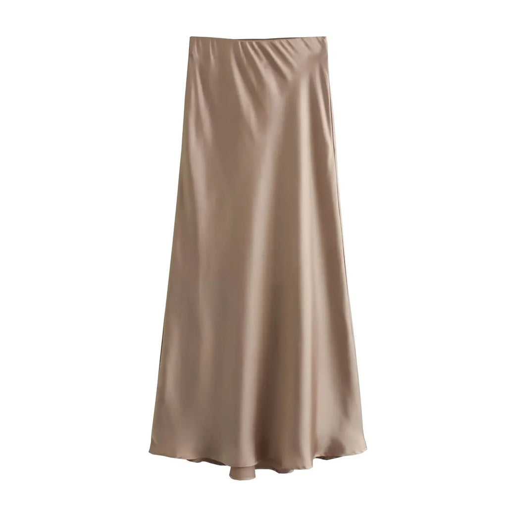 Jupe Midi Satin Élégante