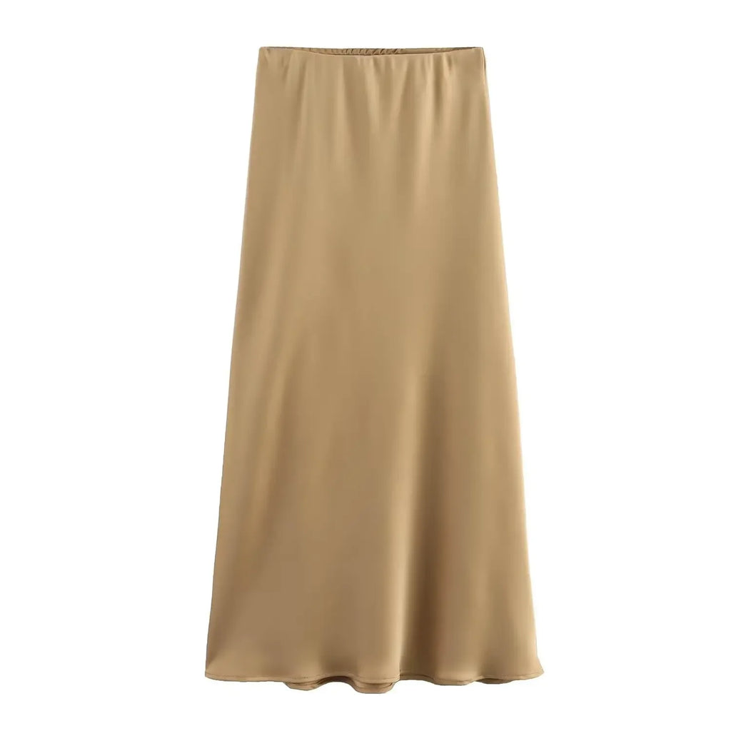 Jupe Midi Satin Élégante