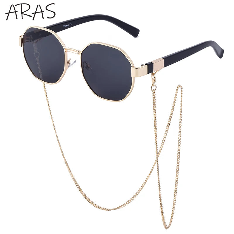Lunettes de Soleil Octogonales & Chaîne