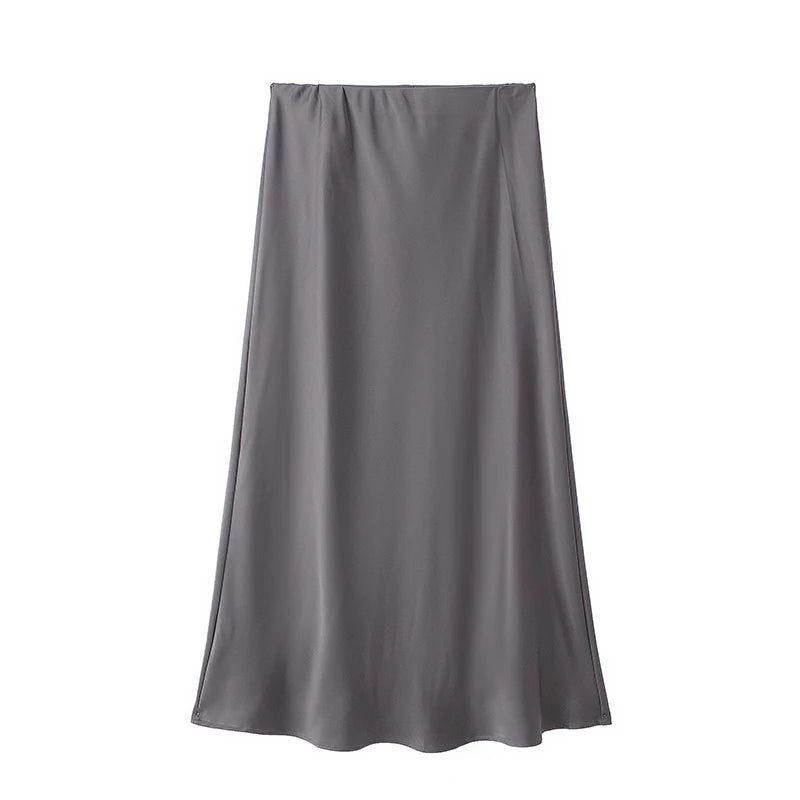 Jupe Midi Satin Élégante