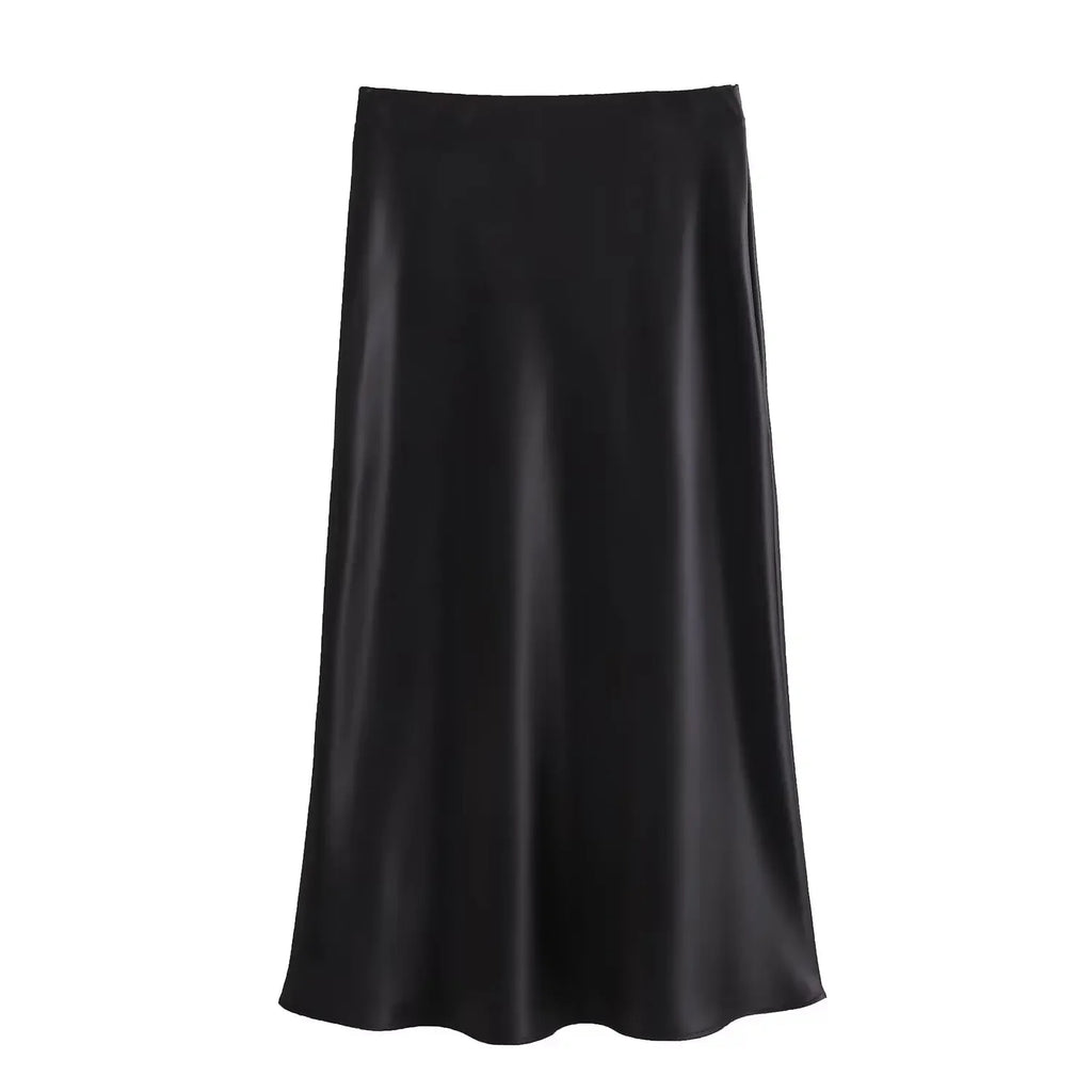 Jupe Midi Satin Élégante