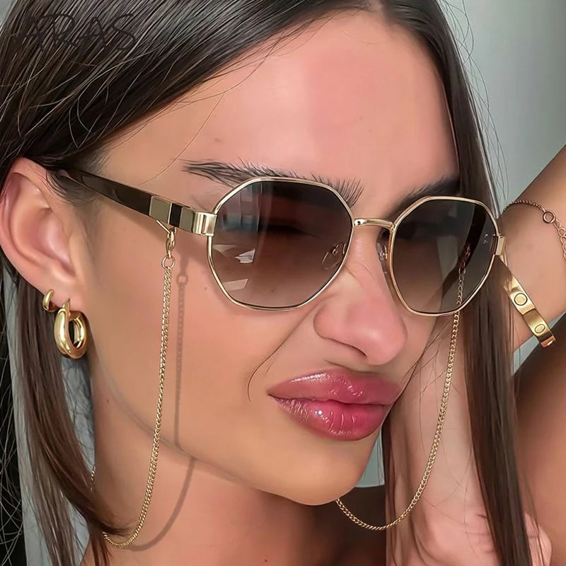 Lunettes de Soleil Octogonales & Chaîne