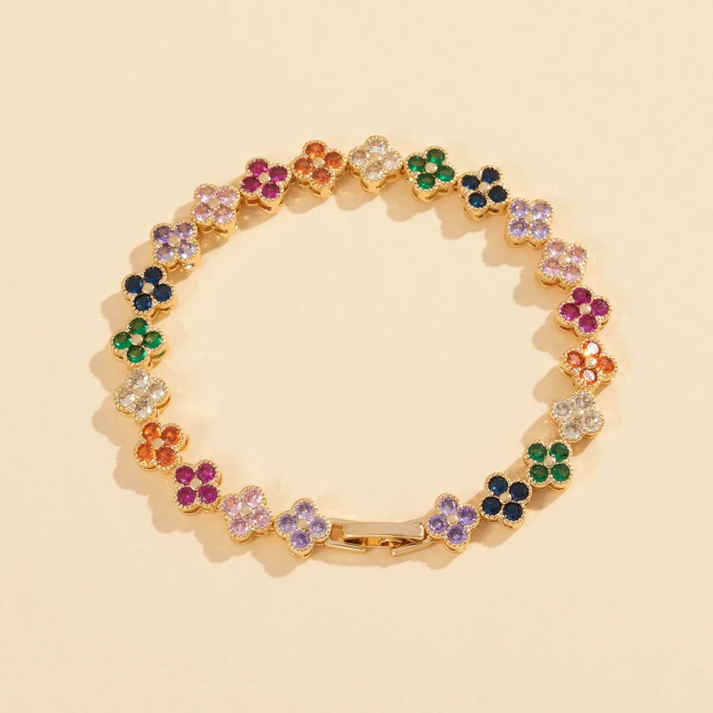 Bracelet Fleur Dorée Zircon