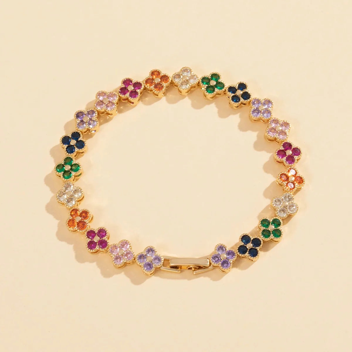 Bracelet Fleur Dorée Zircon
