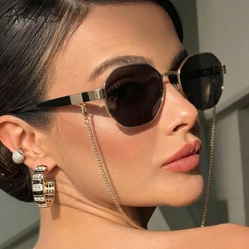 Lunettes de Soleil Octogonales & Chaîne