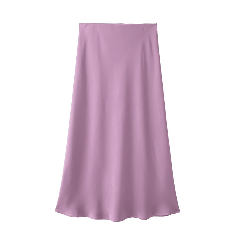Jupe Midi Satin Élégante