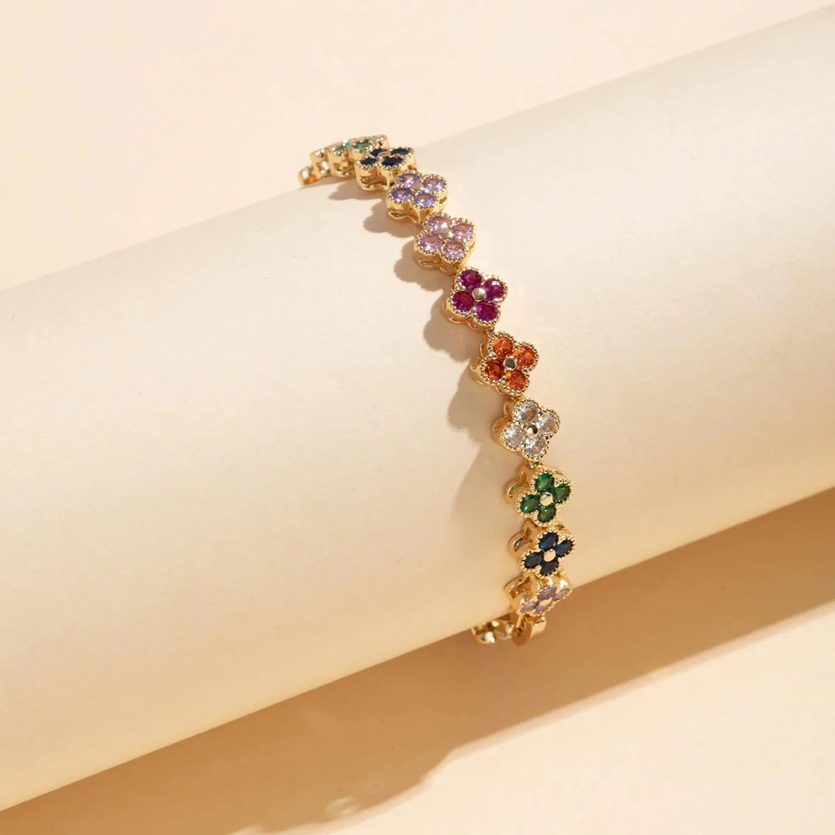 Bracelet Fleur Dorée Zircon