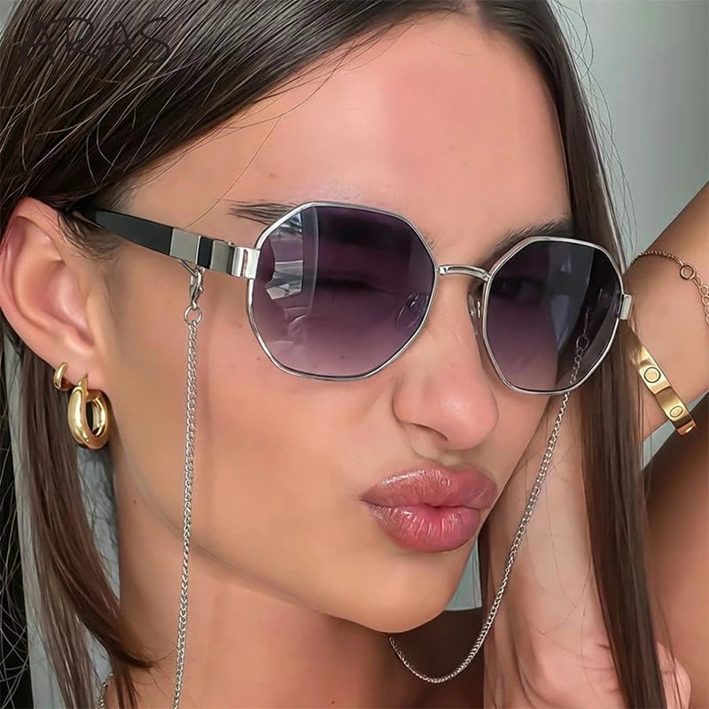 Lunettes de Soleil Octogonales & Chaîne
