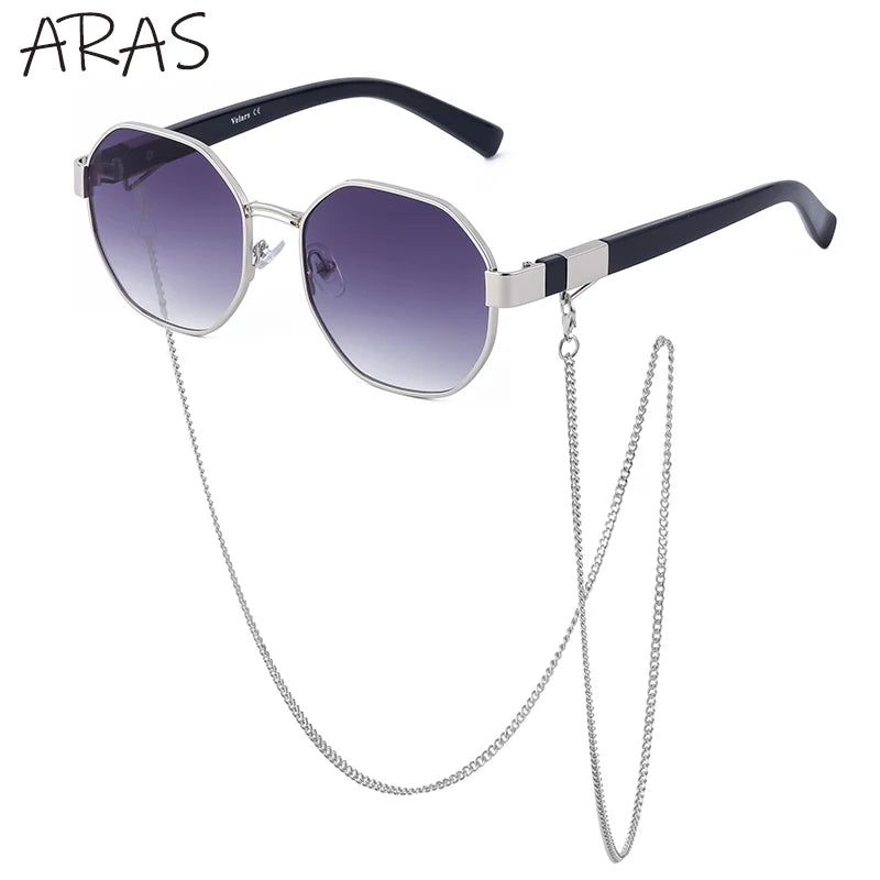 Lunettes de Soleil Octogonales & Chaîne