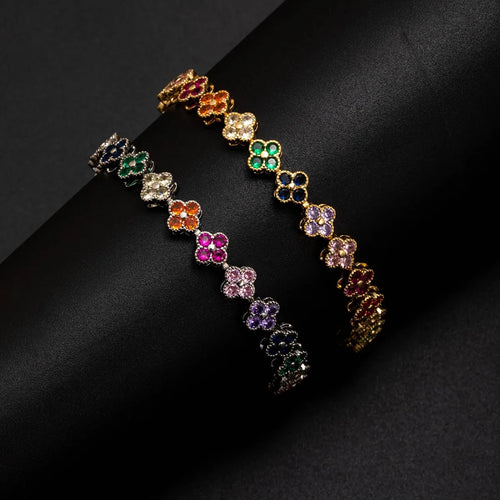 Bracelet Fleur Dorée Zircon