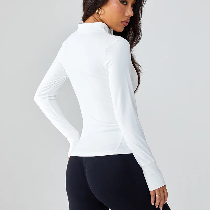 Veste de Sport Ajustée à Col Montant | Anti-UV & Gainante