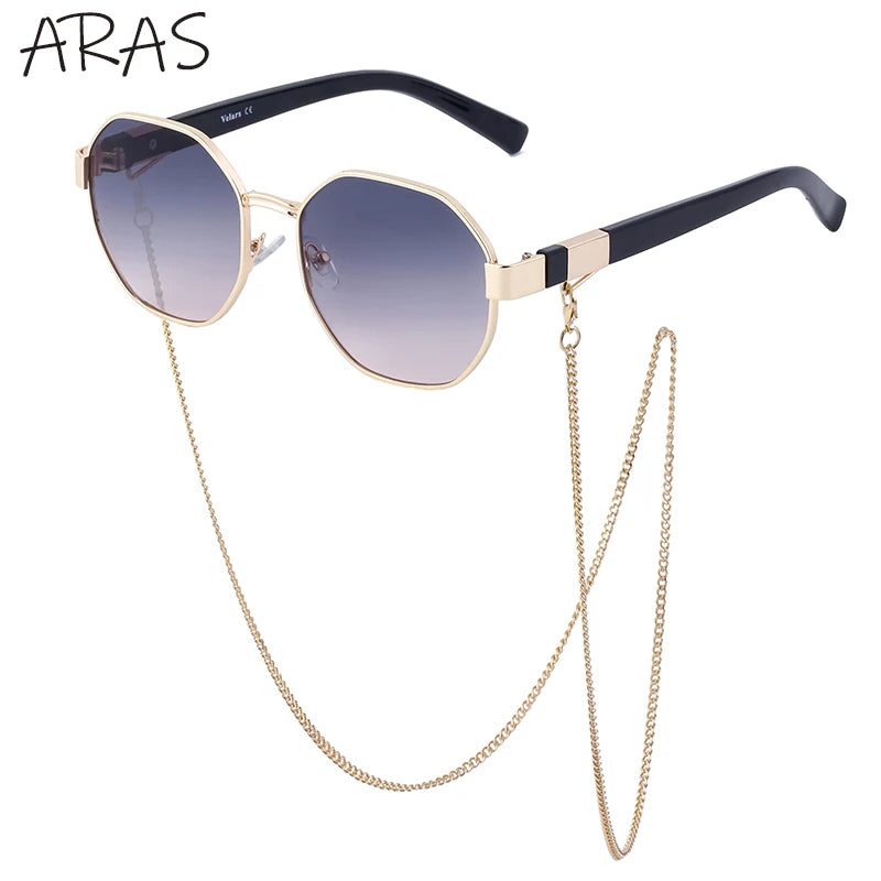 Lunettes de Soleil Octogonales & Chaîne
