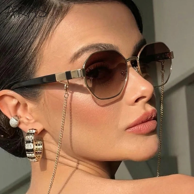Lunettes de Soleil Octogonales & Chaîne