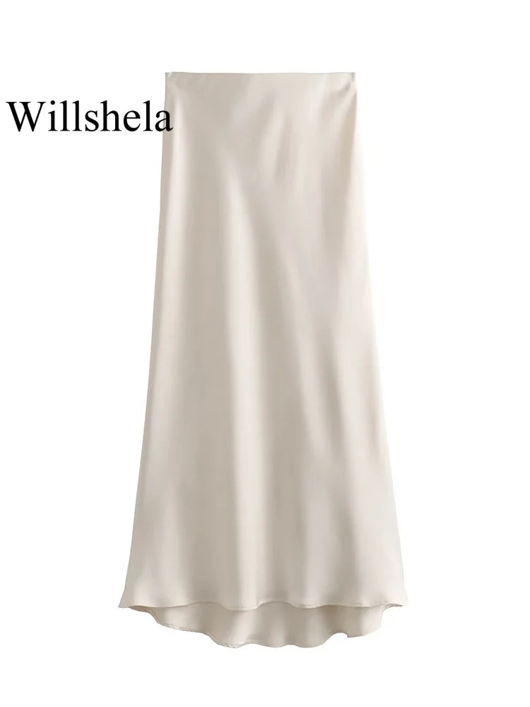 Jupe Midi Satin Élégante