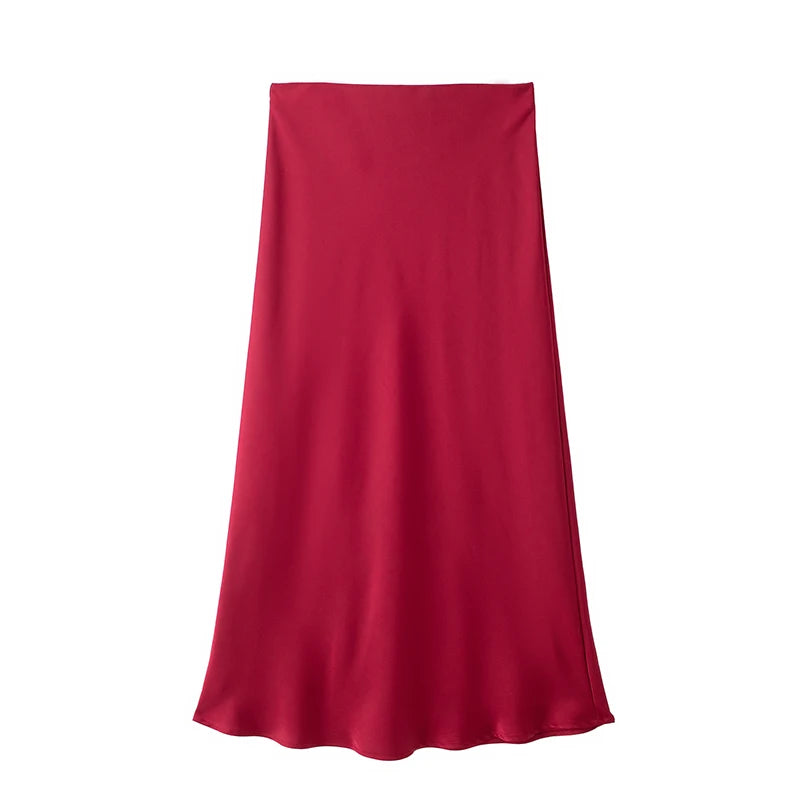Jupe Midi Satin Élégante