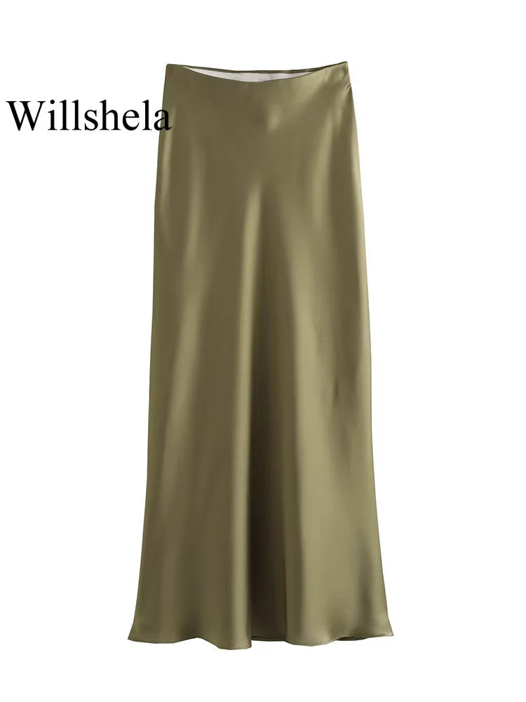 Jupe Midi Satin Élégante