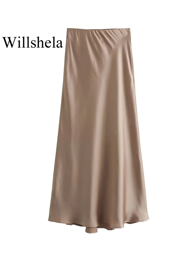 Jupe Midi Satin Élégante